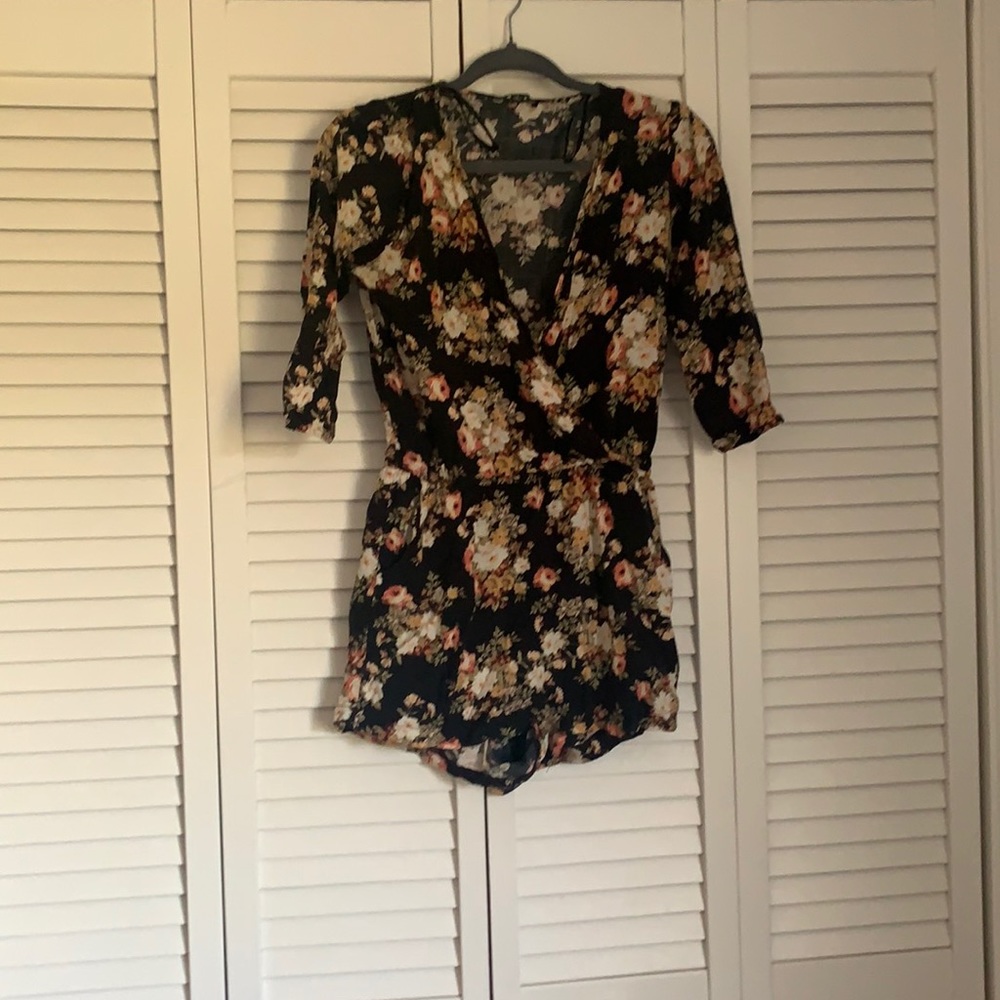 Black Floral Romper